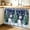 White Green Dark Blue, variant on Farmhouse Sunflower Cabinet Curtain 28"Wx51"L, Dustproof Storage Cabinet Curtain with Self Adhesive Tape, Retro Summer Botanical Tall Pantry Cover Drape for Kitchen, Laundry Room, Utility Closet