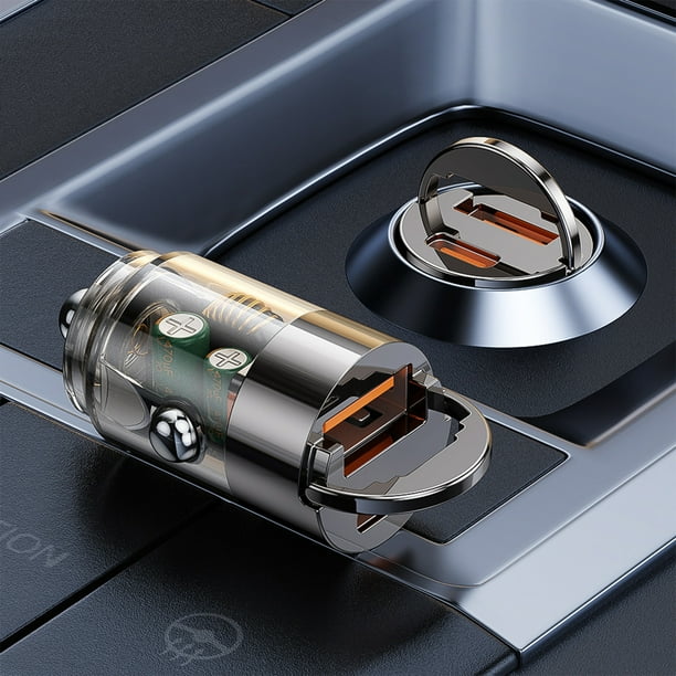 ¡Precios Bajos!, Puerto de carga USB-A tipo C oculto con dos puertos PD65W, carga rápida, ligero y portátil, diseño de anillo de tracción, cargador para uno o dos autos Akmoler