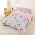 thumbnail image 2 of Erosebridal Kids Bow Butterfly Knot Full Size Comforter Sets, Bling Print Bedding Sets, Grey Pink, 3 Pieces, 2 of 6