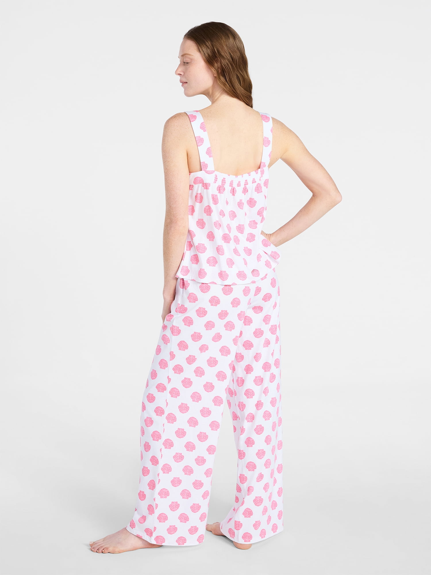 Joyspun Women's Wide Strap Cotton Tank Top and Pants Pajama Set, 2-Piece, Sizes XS-3X