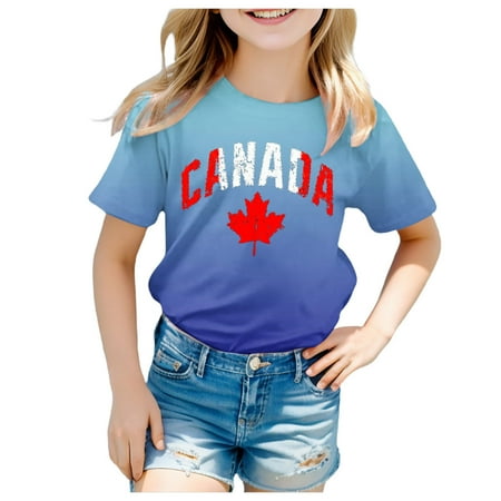 

School Shirts for Girls Yellow Girls Short Sleeve Tee Summer Crewneck T Shirt Casual Fit Basic Shirts Clothes for Teen Girls Sky Blue-c 140