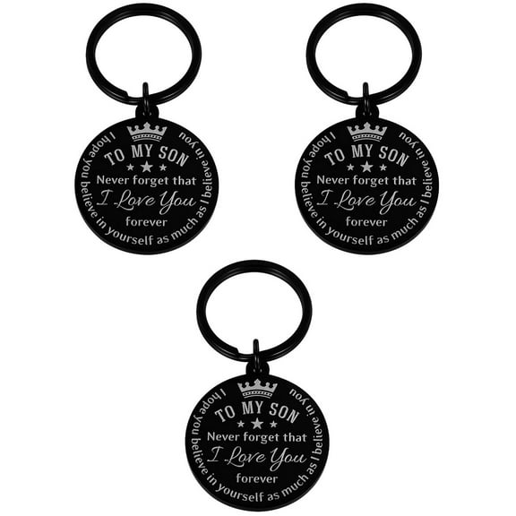 Masteelf 3 pcs  Creative Stainless Steel Key Ring Kids Keychains Children's Day Gift (Black)
