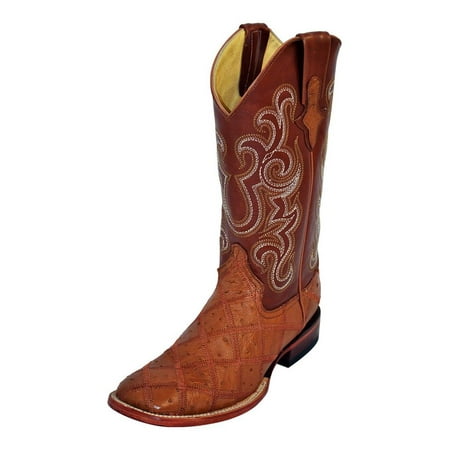 Ostrich Skin Boots - Western Boots Mens Ostrich Patchwork Cognac Cream 11693-02