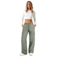 thumbnail image 6 of Women's Wide Leg Sweatpants Drawstring Waist Baggy Cargo Pants Casual Elastic Waisted Trousers with Pockets Green XL, 6 of 6