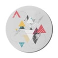 thumbnail image 1 of Abstract Mouse Pad for Computers, Abstract Geometric Modern Design with Triangle and Typed Detailed Art, Round Non-Slip Thick Rubber Modern Mousepad, 8" Round, Mustard Pale Grey Teal, by Ambesonne, 1 of 2
