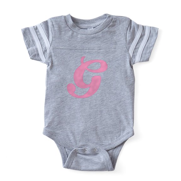 CafePress - G Pink Initial_Tr - Cute Infant Baby Football Bodysuit