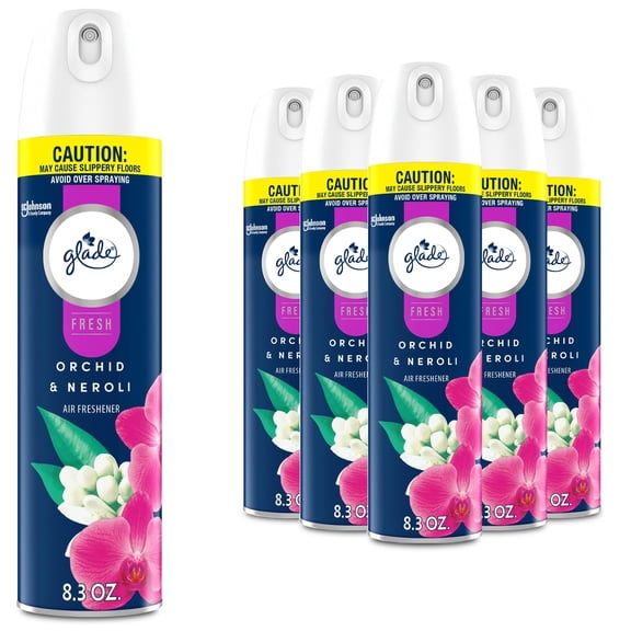 Glade Air Freshener Room Spray, Orchid & Neroli, Fresh Collection, 8.3 oz, 6 Count