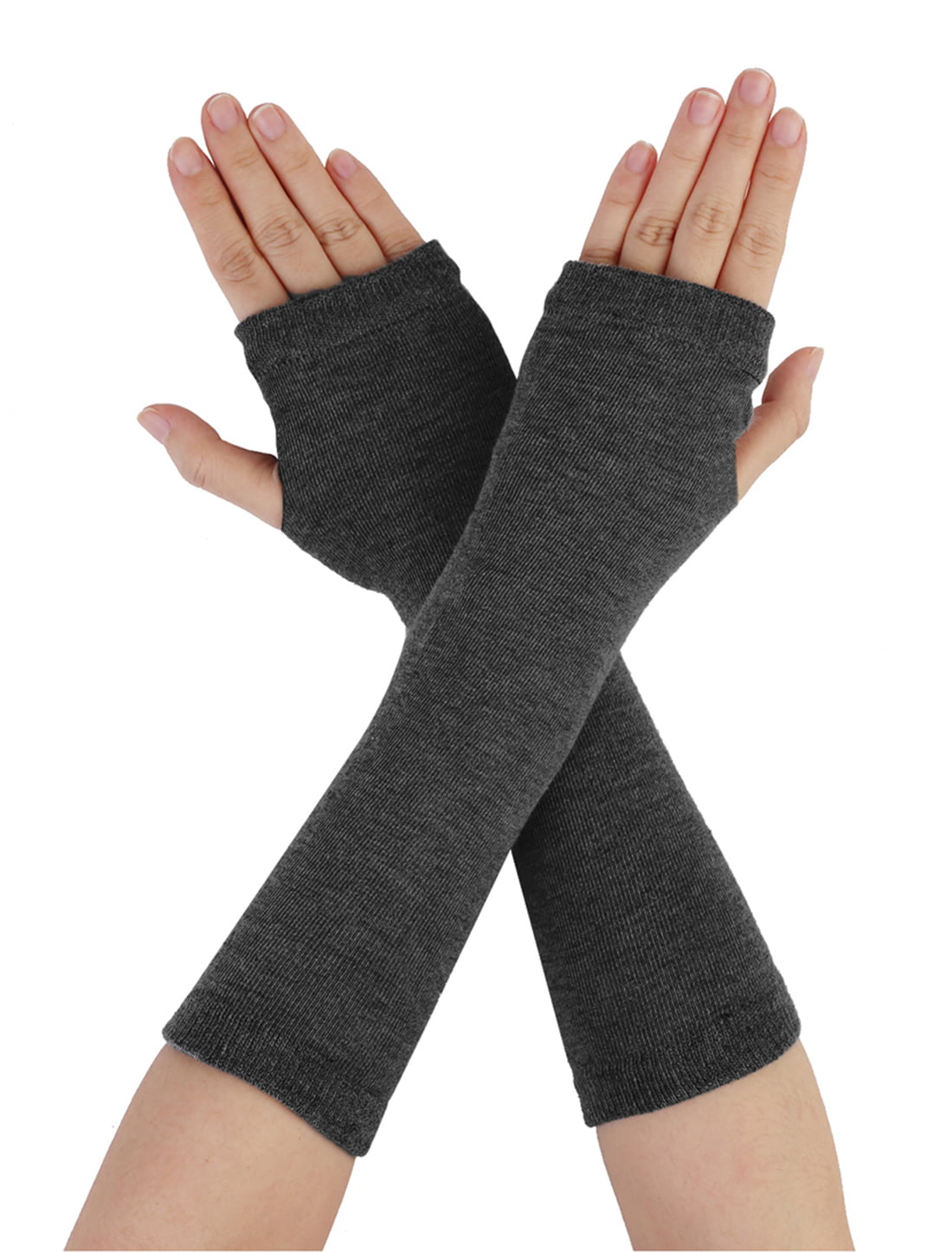 Accessories Gloves & Mittens Arm Warmers Light Grey pure cashmere fingerless long wrist warmer gloves 
