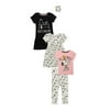 Snoopy Baby and Toddler Girls Dresses, Tee and Leggings, 5-Piece Mix and Match Outfit Set, 12 Months-5T