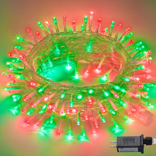 Luces navideñas JMEXSUSS 200 LED rojas y verdes de 20 m