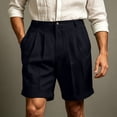 thumbnail image 5 of hlysgo Men's Relaxed Straight Pleated shorts Business Work Golf Dress Shorts Casual Summer Stretch Flat Front Shorts with Pockets Navy,XL, 5 of 6