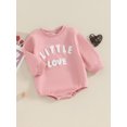 thumbnail image 2 of Bagilaanoe Newborn Baby Girl Boys Oversized Romper Sweatshirt Long Sleeve Bodysuits Letter Embroidery Pullover 3M 6M 12M 18M Infant Casual Tee Tops, 2 of 7