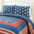 thumbnail image 4 of Modern Heirloom Americana Patch 3-Piece Cotton Quilt Set, Blue/Red, King, 4 of 10