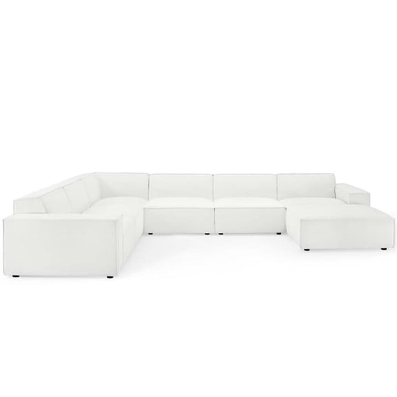 Pemberly Row 7-Piece Modern Fabric Upholstered Sectional Sofa in White