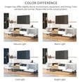 thumbnail image 6 of PORKISS TV Stand for 80 Inch TV, Modern Farmhouse TV Stand with 2 Cabinets and Open Storage Compartment, Home Entertainment Center, Wood+White, 6 of 12