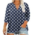thumbnail image 2 of Plus Size Tops for Women Summer 3/4 Sleeve Tunic Shirts V Neck Oversized Loose Fit Floral Print Fashion T Shirt Dressy Casual Work Blouses Y2K Boho Vacation Tees Returns and Refunds, 2 of 5