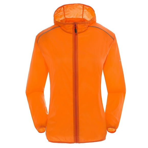 knqrhpse Leather Jacket Women Solid Rain Jacket Outdoor Plus Size Hooded Windproof Loose Coat Water Proof Raglan Cuff Storage Bag Winter Coats For Women Womens Fall Tops Orange S