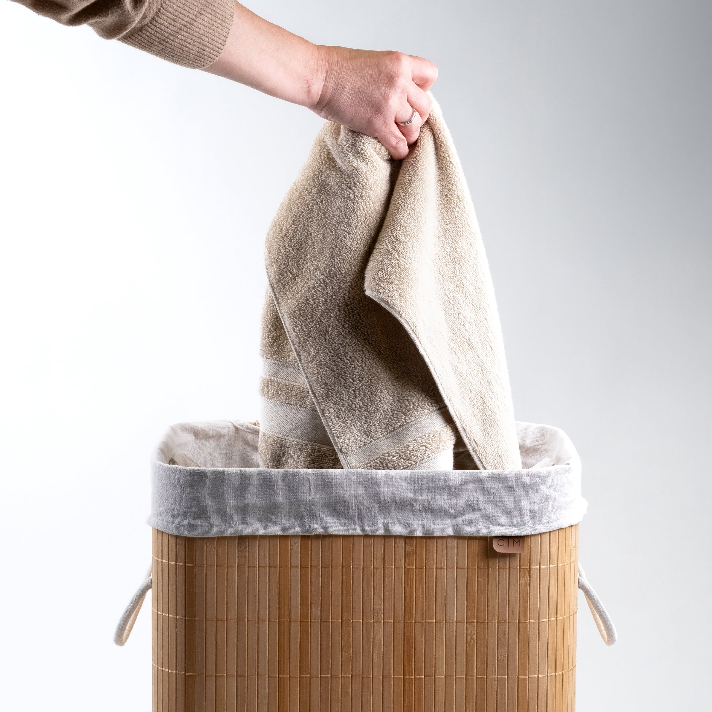 CleverMade Bamboo Single Hamper Luxe - Natural Bamboo/Cream