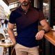 thumbnail image 4 of Ceisia Men's Summer Casual Orange-Blue Gradient Curve Mesh Short Sleeve Lapel Shirt Multicolor M Gifts, 4 of 7