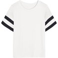 thumbnail image 2 of Womens T Shirts Loose Fit Short Sleeve Tees with White Striped Sleeves Casual Loose Crew Neck Tee Summer Lightweight Girls Outfits Clothes, 2 of 5