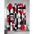 thumbnail image 5 of Abstract Seamless Stitching Shower Curtain, Red Black Striped Design Waterproof Shower Curtain Set with 12 Hooks Lightweight Washable Fabric Shower Curtains for Bathroom 72x84 Inches, 5 of 6