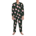 thumbnail image 3 of Fotbe Pink Sleeping Fox Pattern Long Sleeve Pajama Set for Men,Sleepwear Set,2-piece Loungewear Set,Soft PJs Comfy Nightwear with Pockets-X-Large, 3 of 7