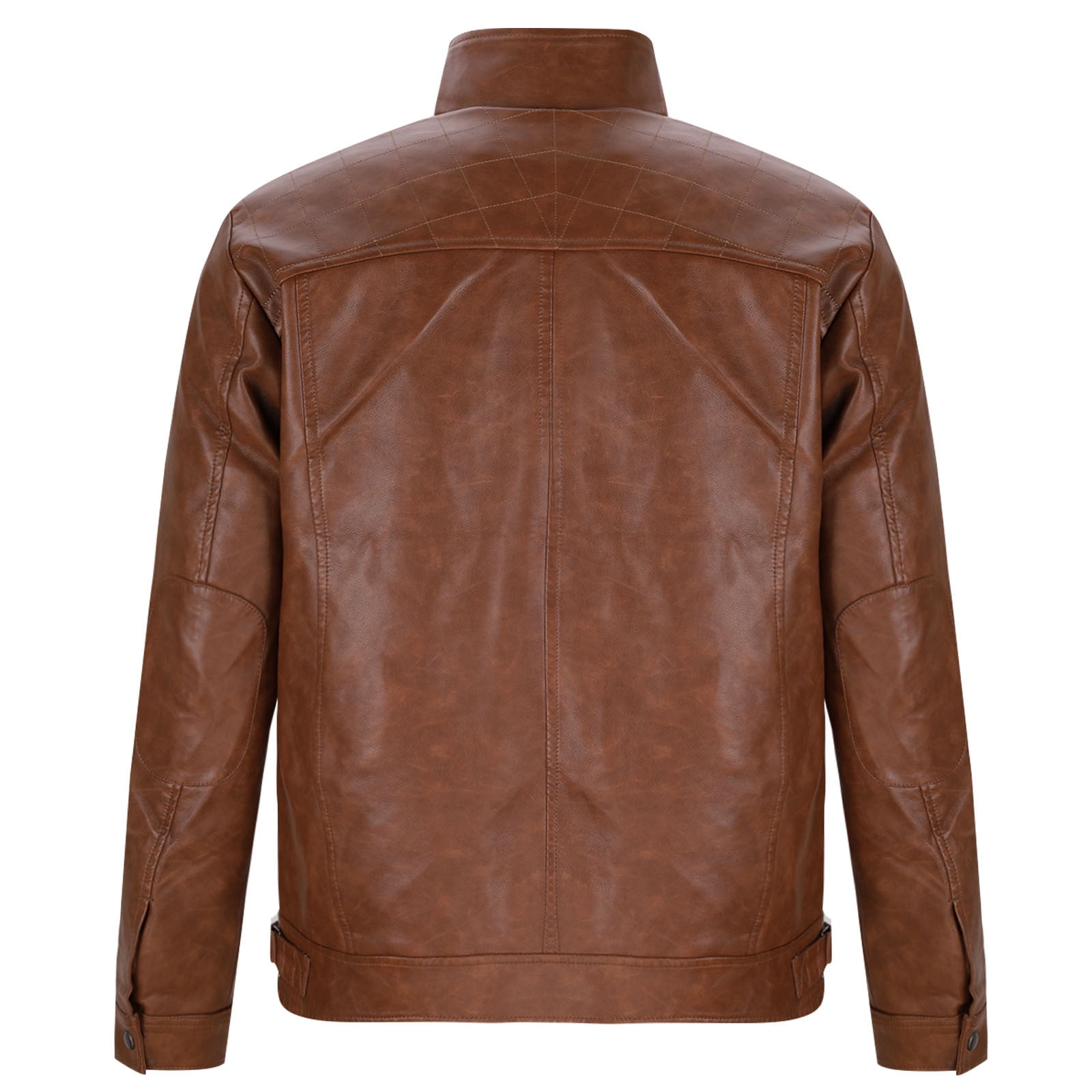 Olyvenn Stylish Cafe Racer Distressed Mens Lambskin Leather Jacket - Genuine Men Leather Jacket - Mens Leather Biker Jacket Brown 6