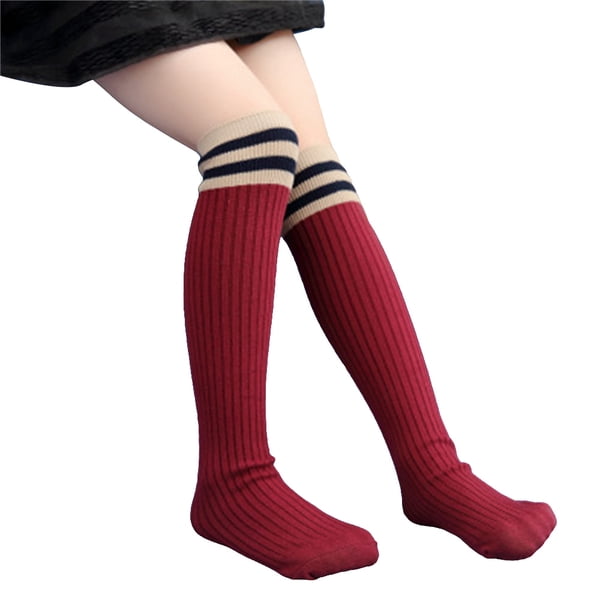 Qarigey Calcetines de tubo medio Transpirable Algodón puro Buena retención de calor Medias Diseño de rayas Absorbente de sudor para niños Medias tipo 39 Qarigey AP009517-39