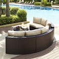 thumbnail image 4 of Afuera Living Modern 4 Piece Wicker Curved Patio Sectional Set in Brown and Sand, 4 of 25