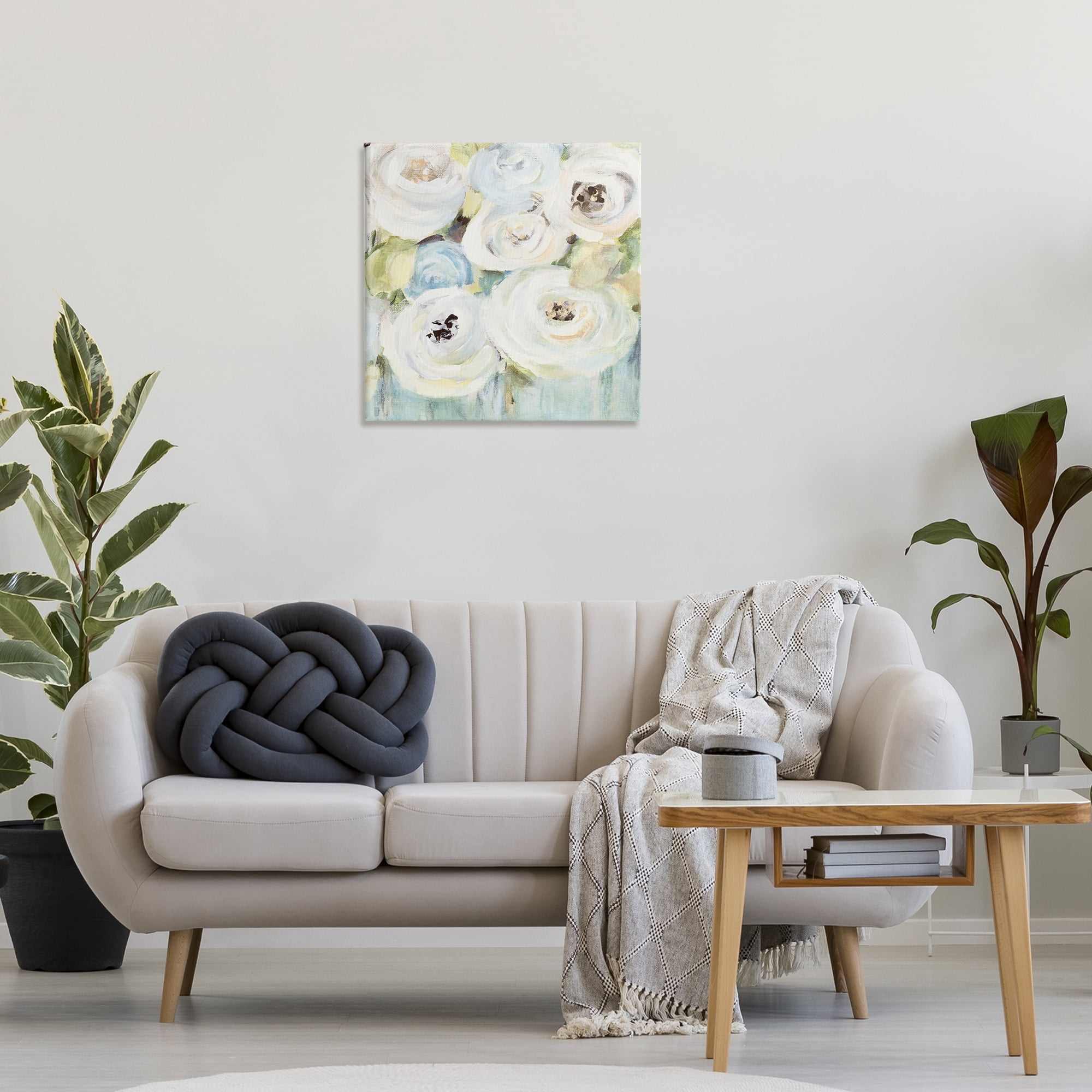 Stupell Industries White Swirling Roses Botanical & Floral Painting Gallery Wrapped Canvas Art Print Wall Art, 24 x 24
