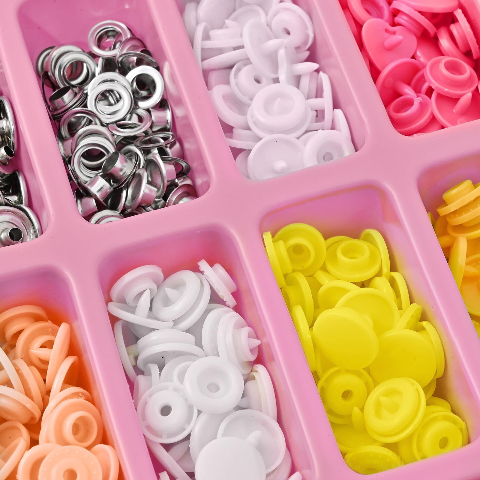 300-Piece Snap Button Kit With Pliers Plastic And Metal Snap Buttons With Snaps Pliers Set 300 Sets Plastic And Metal Snap Buttons For Sewing And Crafting - Pink