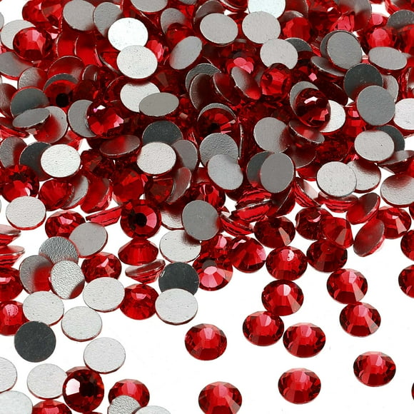 Uxcell Round Flatback Rhinestones Flat Back Crystal Glass Gems Diamonds for DIY Craft Clothes Nail Art Decoration Red