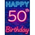 thumbnail image 4 of Neon Style Happy 50th Birthday Banner Background Party Decoration Backdrop Photography Props Birthday Party Supplies, 4 of 7