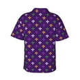 thumbnail image 3 of Goofa Purple Mardi Gras Hawaiian Shirt for Men, Unisex Summer Beach Casual Short Sleeve Button Down Shirts,Aloha Tropical Floral print shirt-Medium, 3 of 9