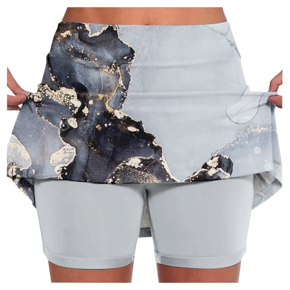 Women's Leisure Fitness Sports Tie Dyed Printed Double Layer Skirt Pants Pocket Half Skirt Skater Skirts Crib Bed Skirt Girls Midi Skirt Skirt Bathing Suits for Women Tennis Skirt with Shorts Skirt
