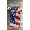thumbnail image 2 of Ambesonne Patriotic Quilted Coverlet 2 Pcs, America Patriotic Day, Twin Size, Navy Blue Red White, 2 of 2