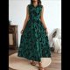 thumbnail image 4 of Vestido Maxi Floral de Verano para Mujer, Cuello Abotonado, Cintura Anudada, Volantes Escalonados, Sin Mangas, Estilo Bohemio, Verde Talla S, 4 of 9