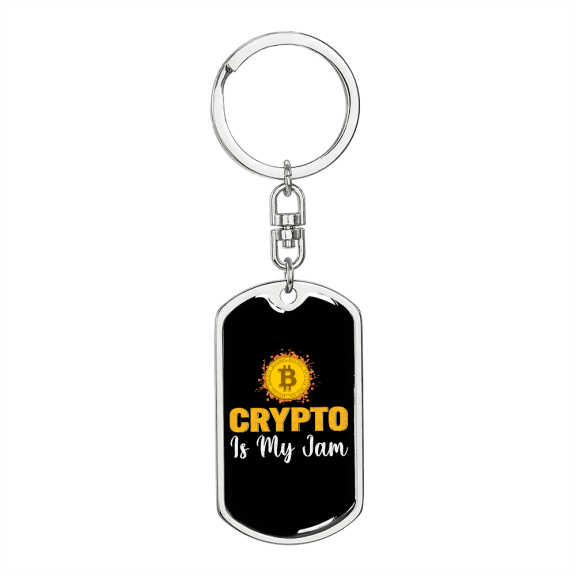 Crypto is My Jam Crypto Stainless Steel or 18k Gold Premium Swivel Dog Tag Keychain
