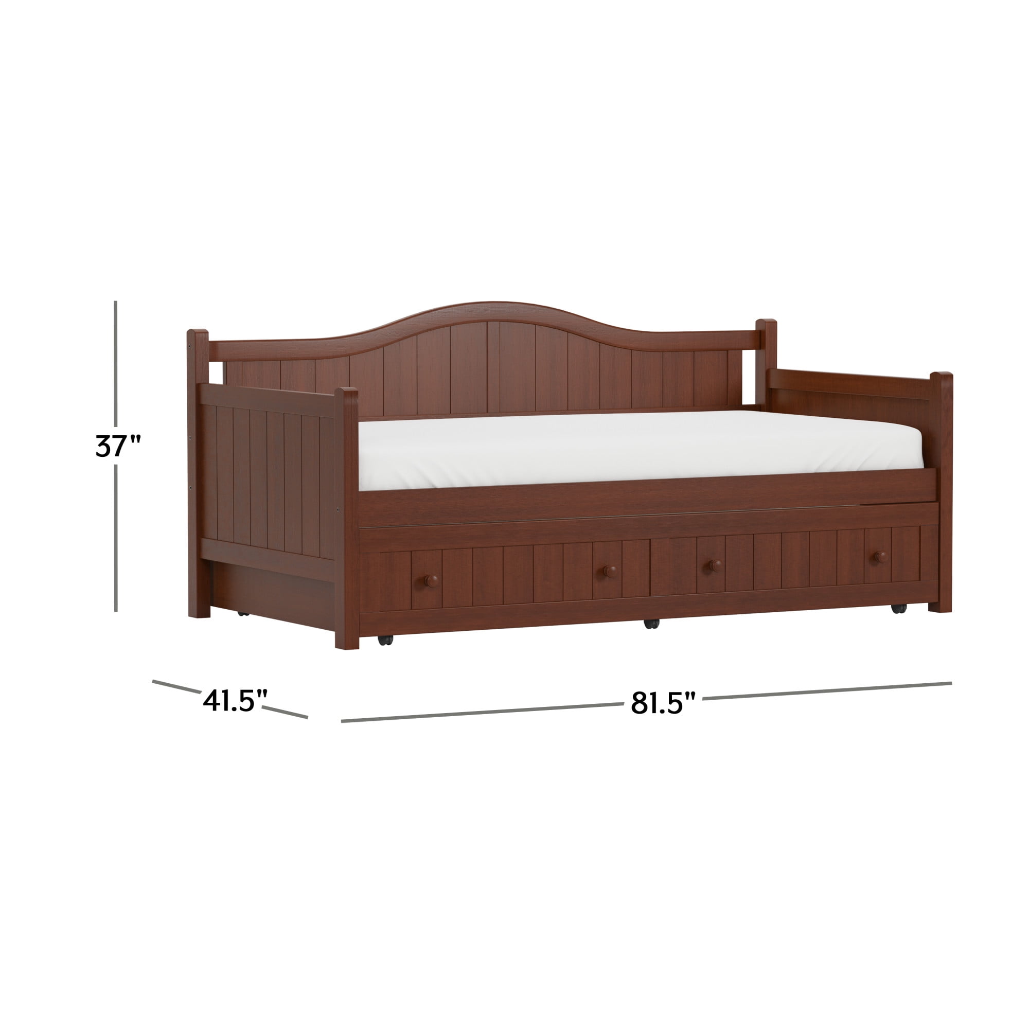Woven Paths Staci Traditional Arched Beadboard Wood Twin Daybed with Trundle, Cherry