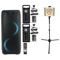 Rockville ROCK PARTY Dual 6.5" Karaoke Machine System w/LED's Mics Tablet Stand