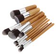 thumbnail image 4 of Kit de cepillos de cosméticos de fibra sintética Premium con mango de bambú profesional del sistema de brochas de maquillaje 10 Uds, 4 of 11