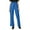 Blue, variant on Female Women Pants Casual Loose Pants for Women Extra Long Women Casual Breathable Elastic Waist Solid Color and Linen Belt Wide Leg Pants Loose Trousers Xxl