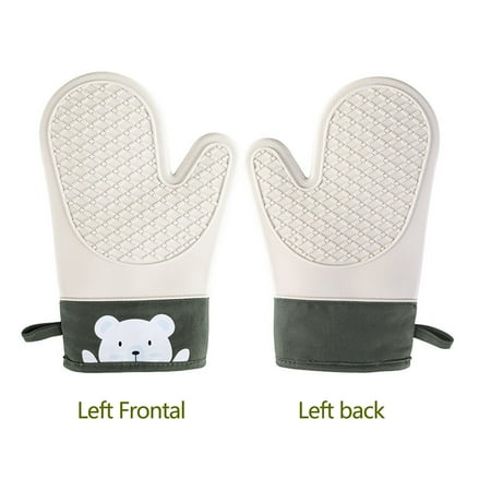Vxdvou Thermal Protection Non-slip Oven Mitt Set Extra Long Cotton Lined Kitchen Gloves Thick Cooking Mitts for Heat Resistance Non-slip Pot Liners Kitchen Essentials for Safe Cooking