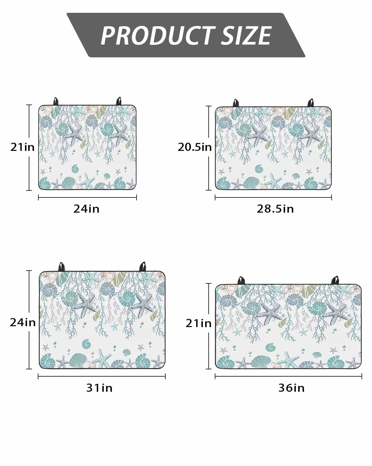 Stove Top Covers for Electric Stove, Ocean Coastal Glass Stovetop Cover Protector, Nautical Starfish Conch Seashells Coral Induction Cooktop Protector Oven Mat for Kitchen Countertop 24"x21"