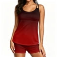 thumbnail image 2 of Two Piece Tankini Swimsuits for Women Gradient Tummy Control Bathing Suit with Shorts Athletic Swimwear, S, 2 of 7