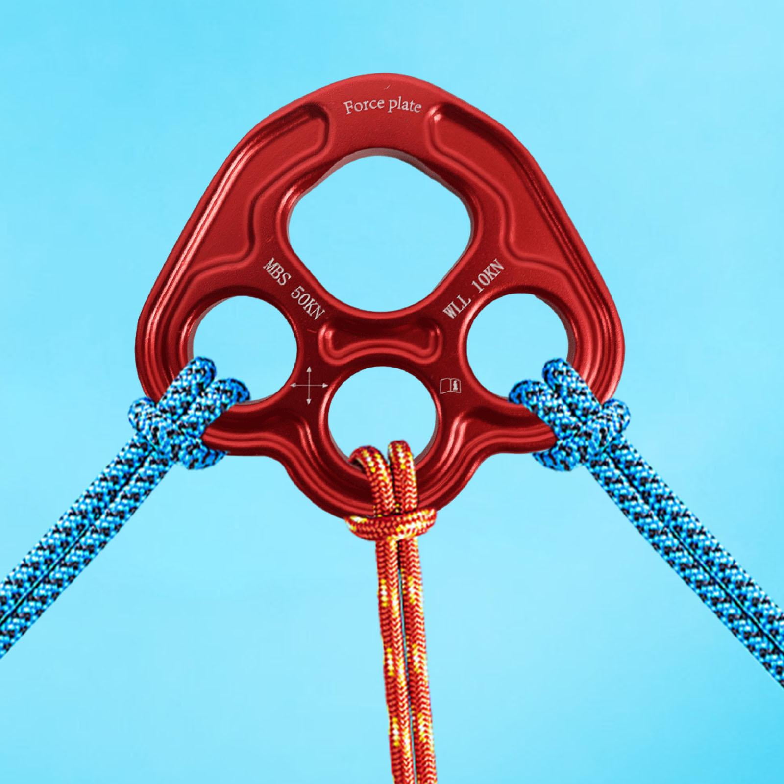 Outdoor 4 Holes Paw Rigging Plate Rope Access Climbing Anchor Durable Sturdy Rigging System Multipurpose Climbing Gear Red