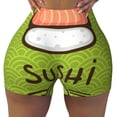 thumbnail image 2 of Picia Fresh Sushi Printed Workout Shorts for Women Seamless Scrunch Butt Lifting High Waisted Yoga Gym Booty Running Moisture-wicking Short Pants-, 2 of 9
