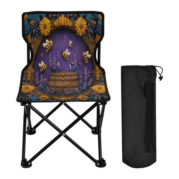 Folding Chair Camping Chair For Camping Picnicking Outdoor Beach and Travel Bees and Lavenders