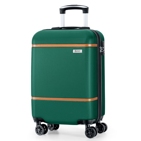 Carry On Luggage Airline Approved TSA Lock Hardside Suitcase with Spinner Wheels ABS+PC 20 Inch DarkGreen