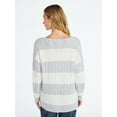 thumbnail image 3 of No Boundaries Boatneck Pullover Cable Knit Sweater, Lightweight, Women's, 3 of 5